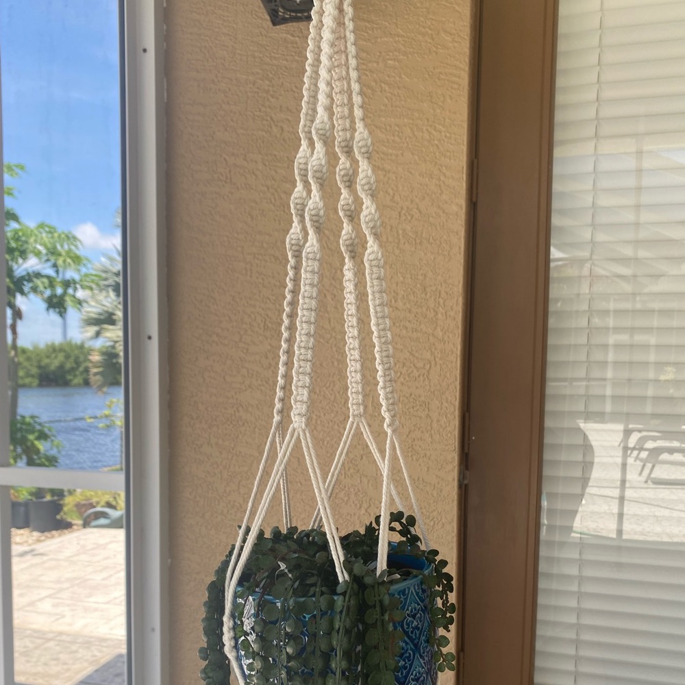 Handmade boho style macrame plant hanger